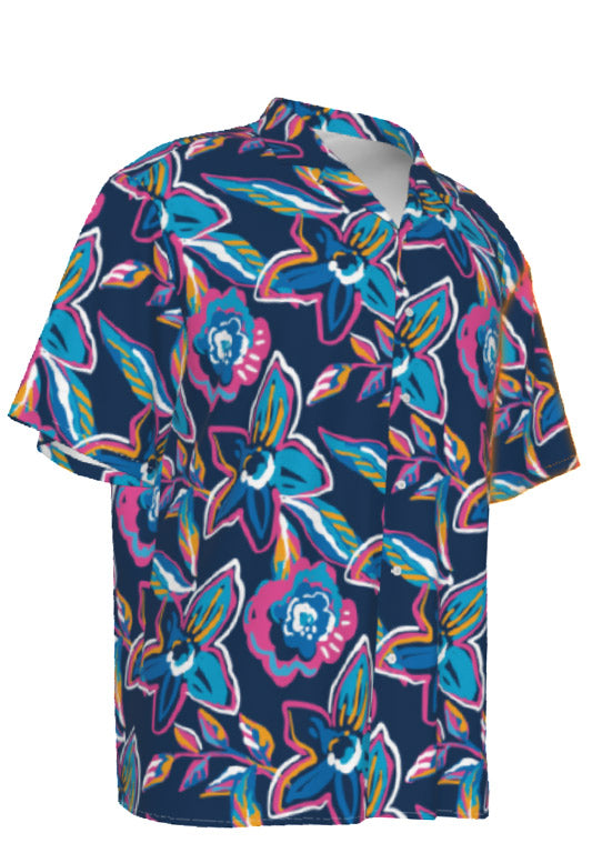 Electric Flowers Hawaiian Rayon Shirt