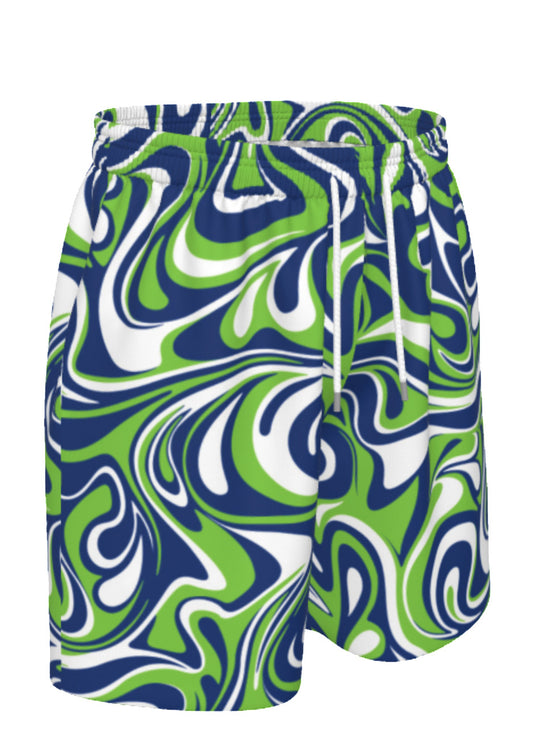 Navy & Lime Marble Shorts