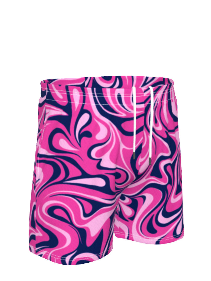 Men's Pink Navy Swirl Pickle Ball Shorts