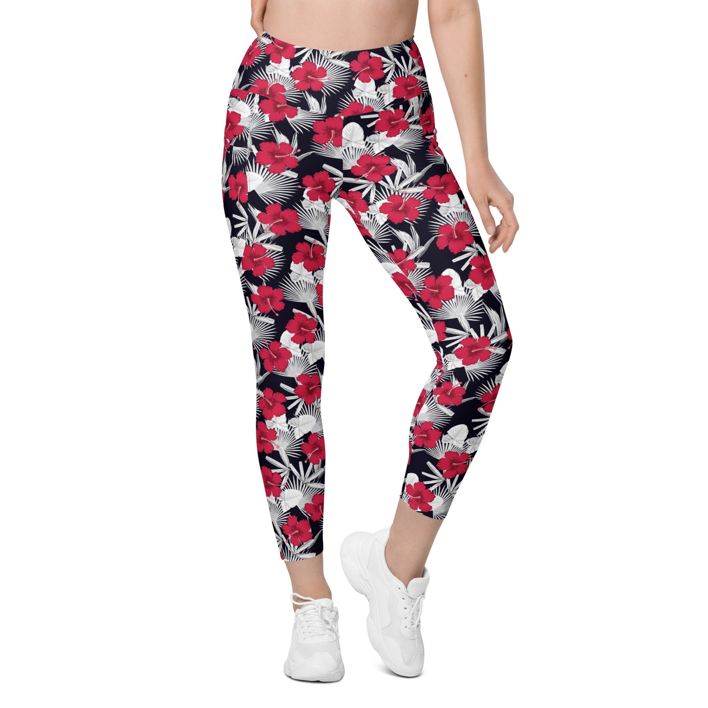 Red Hibiscus Pocket Legging