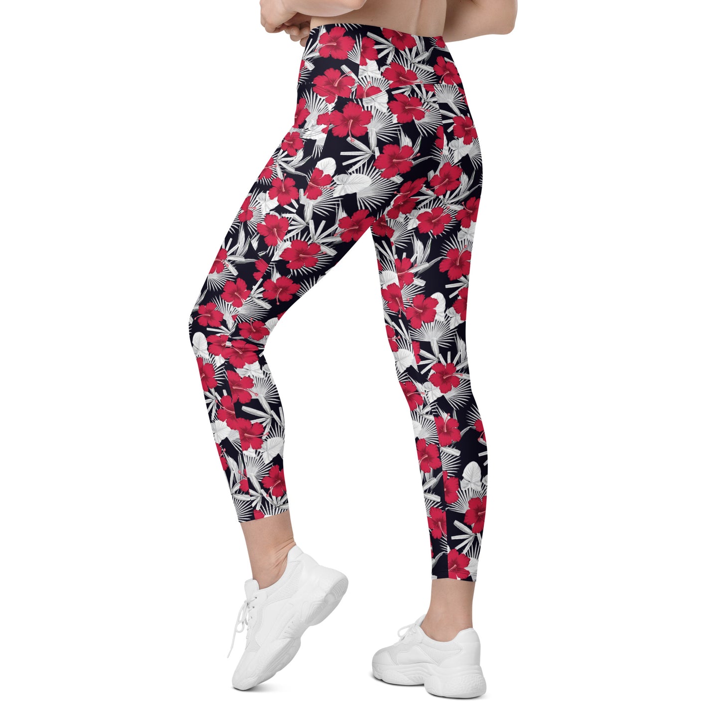 Red Hibiscus Pocket Legging