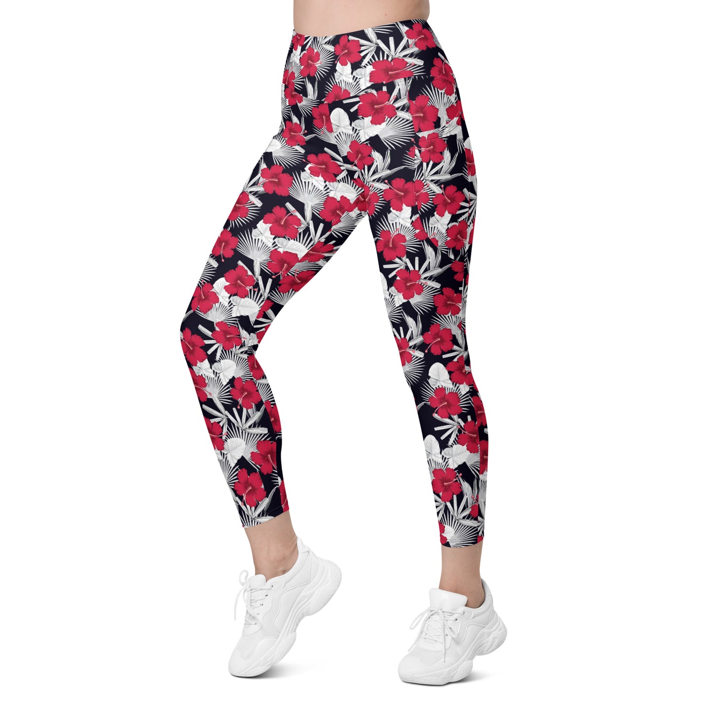 Red Hibiscus Pocket Legging