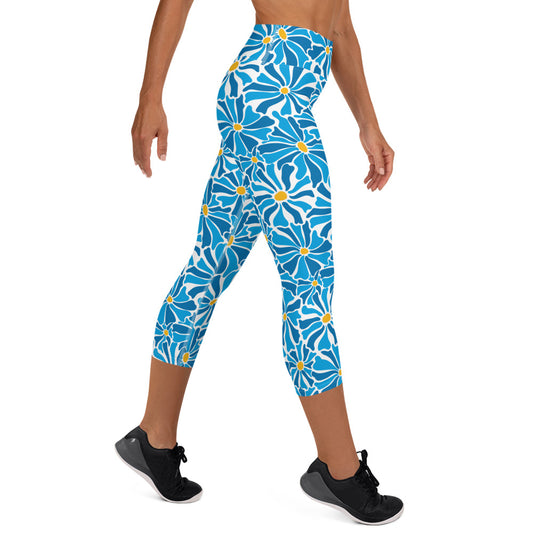 Blue Daisies Capri Legging