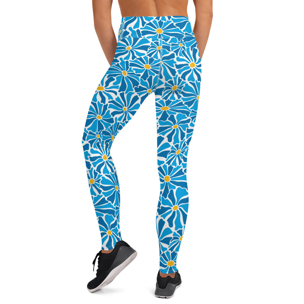 Blue Daisies Long Leggings