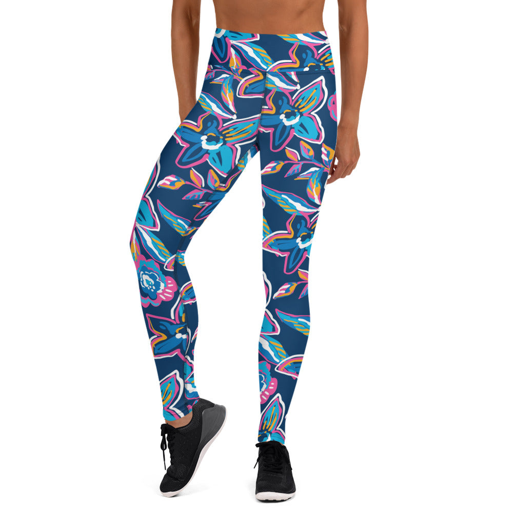 Electric Flowers Long Leggings