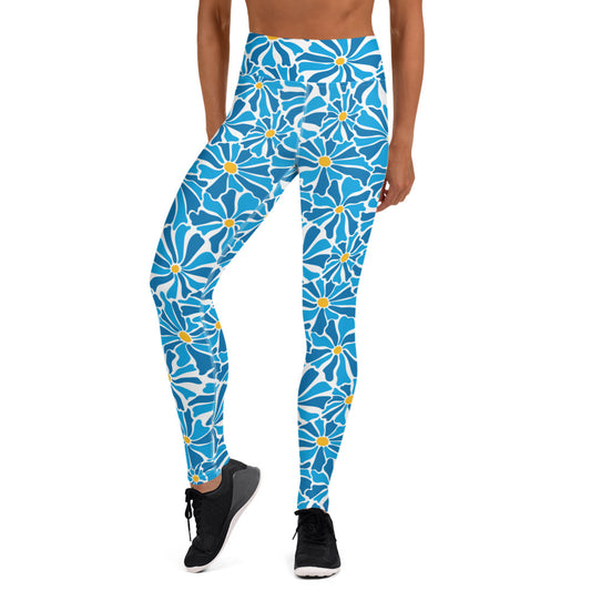 Blue Daisies Long Leggings