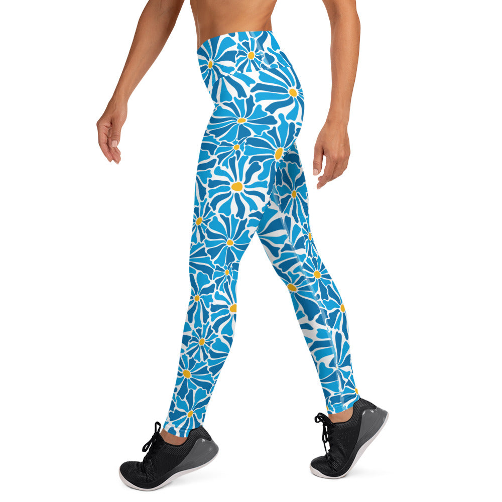 Blue Daisies Long Leggings