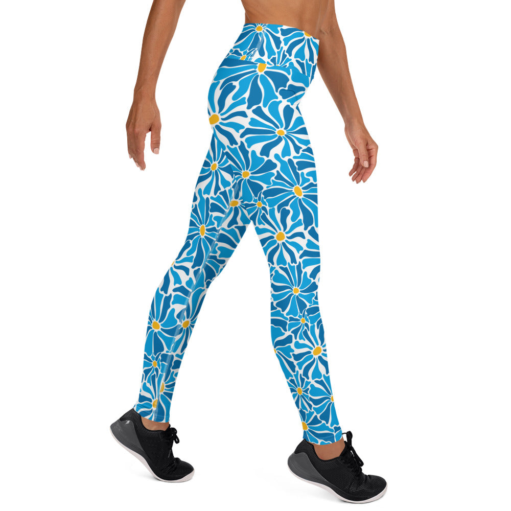 Blue Daisies Long Leggings